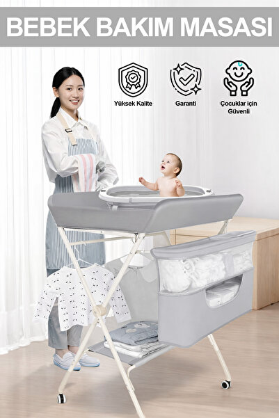 RELAXUS Portatif Bebek Alt Değiştirme Bakım Masası Sepetli Organizer Katlanab...