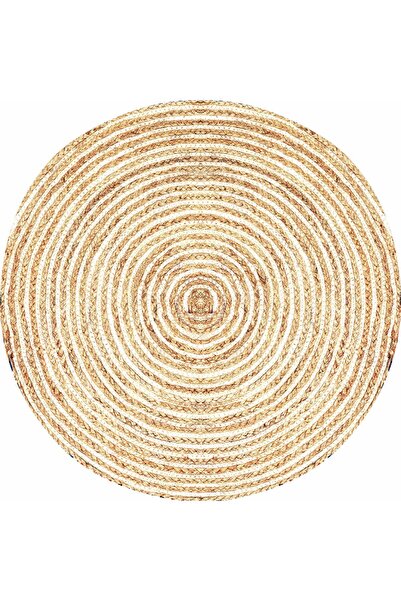kilim home Boho 949 Jüt Rengi Örgü Yuvarlak Natural Çift Taraflı Halı