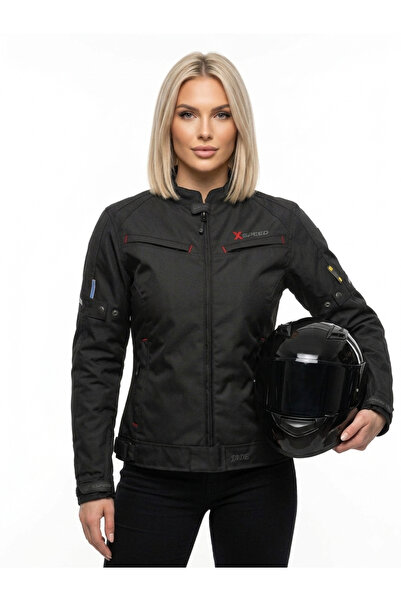 Xspeed Jade 4 Mevsimlik Korumalı Kadın Motosiklet Montu Yeni Sezon Siyah