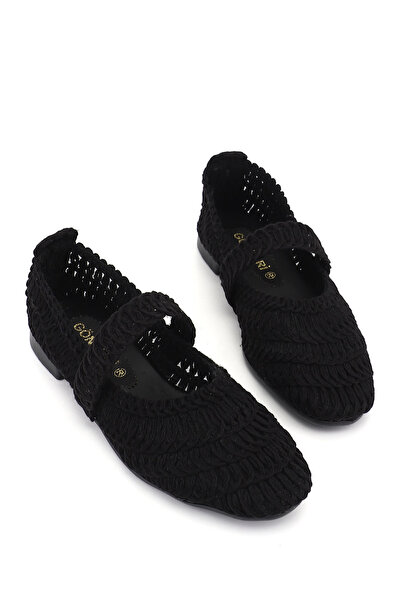GÖNDERİ(R) Women's Black Braided Mary Janes Ballet Flats
