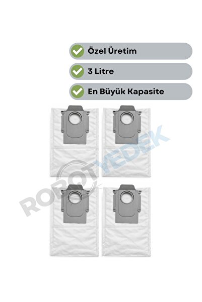 robotyedek كيس غبار متوافق مع Roborock QRevo Curv 2 Pro، 4 قطع