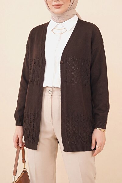 Modamorfo Araboy Openwork Knitwear Cardigan -K. Coffee