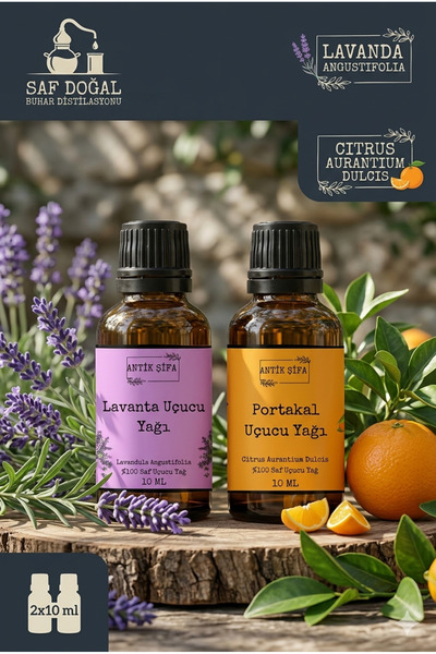 Antik Şifa Portakal Yağı Ve Lavanta Yağı (10ML 10ML)- %100 Saf Doğal Uçucu Ya...