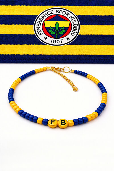 Store Fenerbahçeli Sarı Lacivert Kum Boncuklu Kedi Kolyesi Taraftar Kedi Tasm...