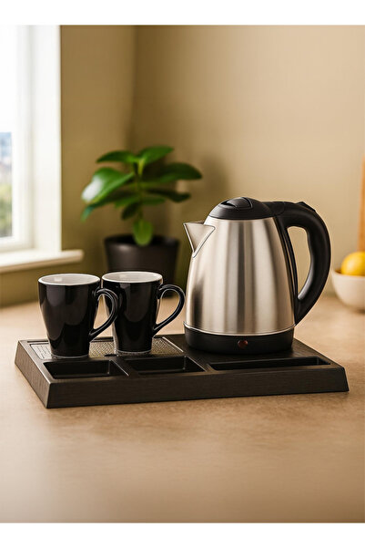 TOSCANA U 1.2L 1350W Electric Kettle with Serving Stand and 2 Ceramic Cups, S...