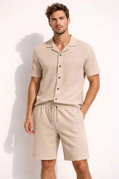 Kanonik Education Set de cămașă și pantaloni scurți pentru bărbați, din țesăt...