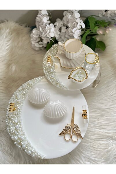 RESİNARTSHOP Epoksi incili nişan seti