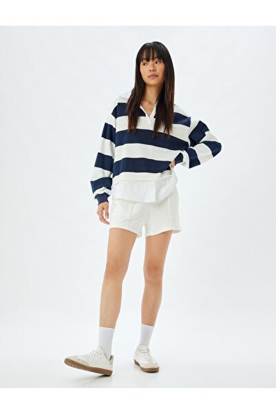 Koton Φούτερ με γιακά πουκάμισου, Oversize, Color-Blocked, Ριγέ (ΦΘΙΝΟΠΩΡΟ/ΧΕ...