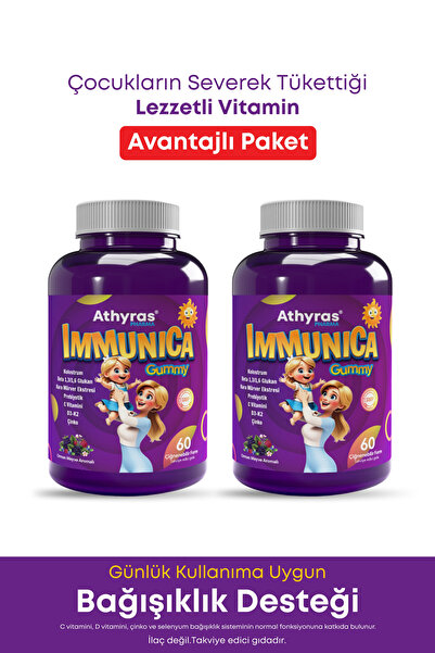 Athyras Pharma Immunica Gummy Çocuklar için Çiğnenebilir Vitamin - Kolostrum,...