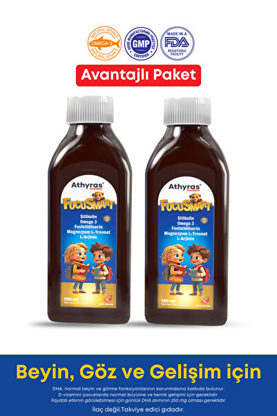 Athyras Pharma Focusmart Sitikolin, Omega 3, Fosfatidilserin, L-Arjinin, L-Tr...