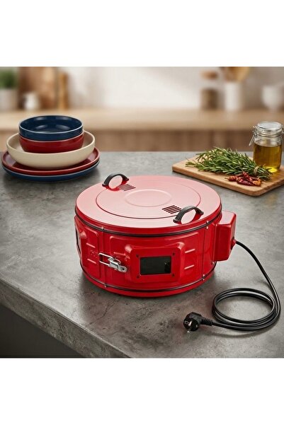 MAXIMUS tek tepsili davul fırın yuvarlak fırın emaye