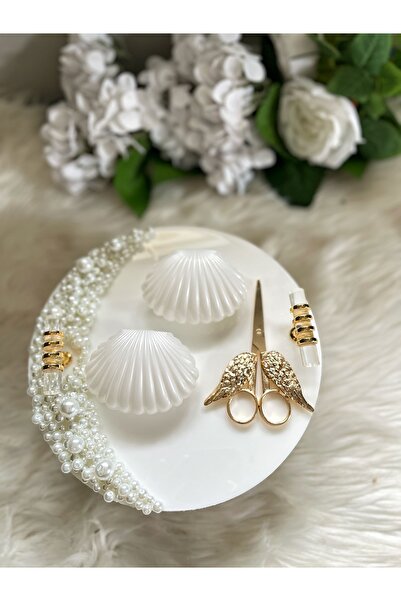 RESİNARTSHOP Epoksi Tepsi İncili Nişan Tepsi seti küçük boy 4 parça GOLD