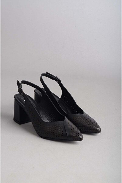SEÇ KUNDURA Seç 991 Genuine Leather Women's Shoes with Heel (Heel: 7.5cm) Black