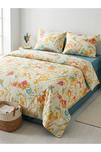 ELEGANCEHOME Σετ Παπλωματοθήκη από Βαμβακερό Σατέν - Με Ελαστικά Σεντόνια - Σ...