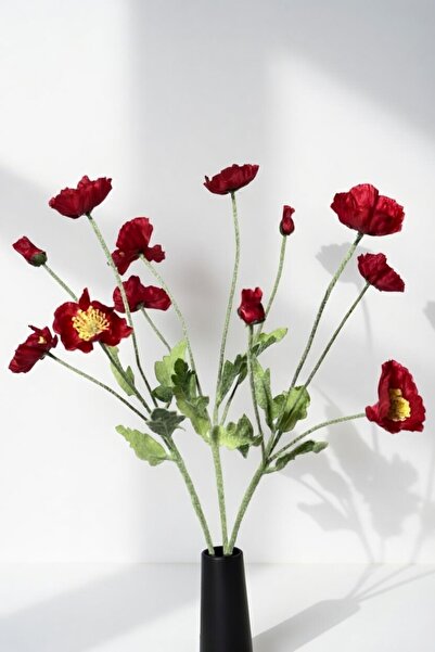 Luxe Floral Bouquet Gelincik 3 dal = 12 Çiçek (Tek Dalda 4 Baş) Dekoratif Yap...