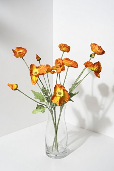 Luxe Floral Bouquet Gelincik 3 dal = 12 Çiçek (Tek Dalda 4 Baş) Dekoratif Yap...