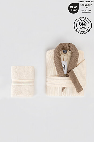 Ellaline Смугастий халат з 100% бавовни, сертифікований, 2 штуки, контрастний...