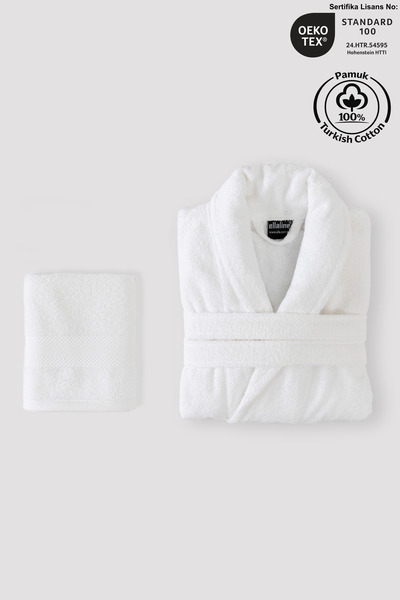 Ellaline Набір халатів 100% бавовна Сертифікований халат Шаляка Набір рушникі...