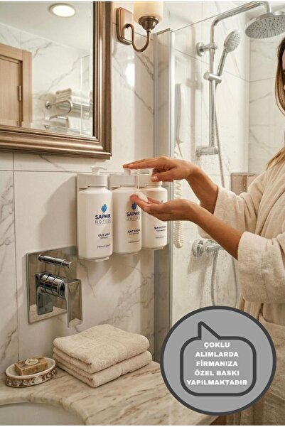 Hyd Asmalı Kilitli Aparatlı 3 ADET 3 Lü Banyo Seti Şampuan Duş Jeli Ve Saç Kremi Plastik Şişesi 400 ml