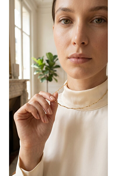 Universal Işıltılı Ince Formlu Silindir Geçişli Zincir Kolye - Günlük ve Şık ...