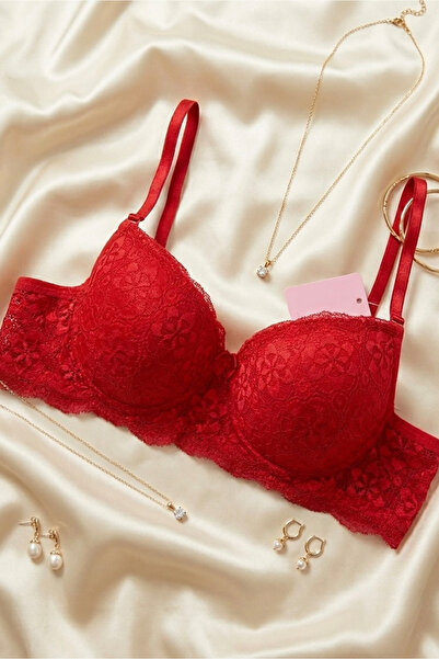 Lorinyo Red Lace Unpadded Women's Bra