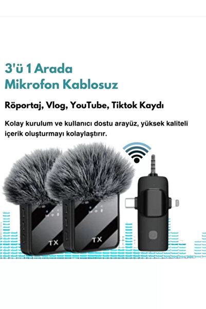 Epilons Yüksek Kalite Profesyonel 3 In 1 Kablosuz Taşınabilir Yaka Mikrofonu ...