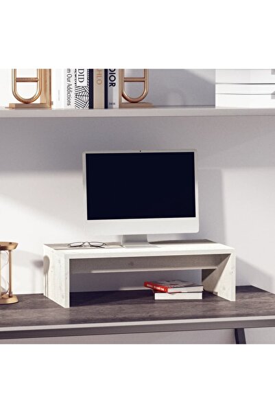 Concept Suport pentru monitor, alb, 50x27x15 cm, lemn masiv pin