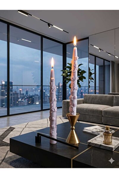 SCA CANDLE Dekoratif mum Dekoratif mum Bahar model Şamdanlık Mum 2 kili Lila ...