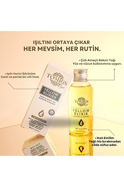 TOMRİS CARE Sarı Iksir Yüz-vücut Besleyici, Nemlendirici, Işıltılı Verici Bak...