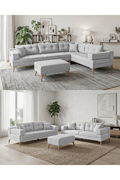 Velura Home & Living Zeri Modüler Yataklı Koltuk Takımı & 2 Adet Üçlü Kanepe ...