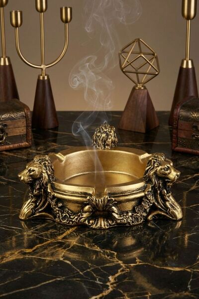 Evene Küllük Altın Eskitme Kül Tablası Dekoratif Küllük Model 7