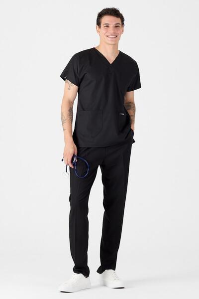 Owlet Medikal Likralı Siyah Scrubs Üniforma Takım
