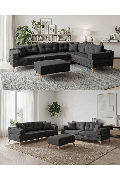 Velura Home & Living Zeri Modüler Yataklı Koltuk Takımı & 2 Adet Üçlü Kanepe ...