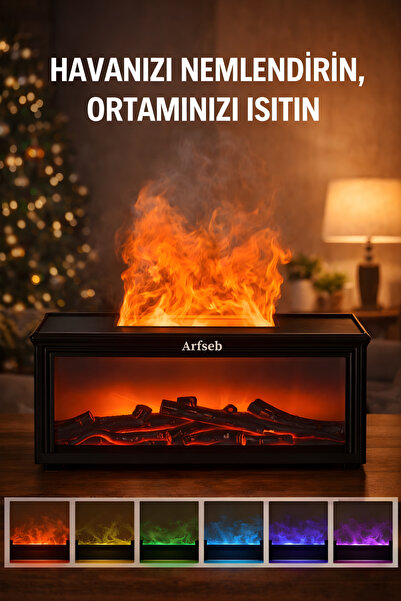 Ultrasonic Aromatherapy Diffuser and Air Humidifier with Fireplace Design