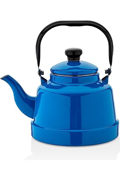 Genel Markalar EBRU Emaye No:14 Mavi Çaydanlık Demlik 1.1 litre Üstten Kulplu