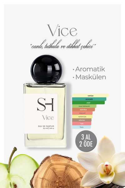 SH FRAGRANCES Vice EDP Erkek Parfüm | Aromatik | Nane-Yeşil Elma-Limon | Tonk...