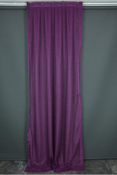 AKÇA TEKSTİL KARDELEN MODEL MOR RENK TEK KANAT Pileli Fon Perde 75*260 cm