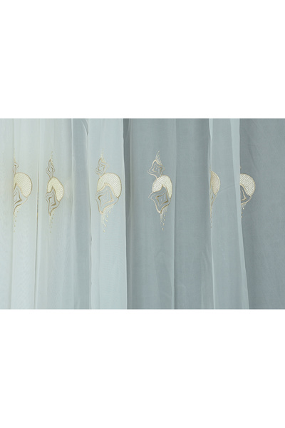 AKÇA TEKSTİL BRODE CROWN BROKEN WHITE COLOUR SINGLE WING Готова плисирана зав...