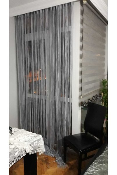 AKÇA TEKSTİL Ip Model Gray Color Ip Curtain 300*270 cm - 2 mm Strip