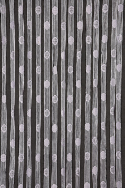 AKÇA TEKSTİL KÜÇÜK PUANLI MODEL BEYAZ RENK HAZIR İP PERDE 300*270 cm