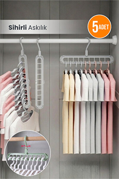 Orvila 5 Pieces Magic Clothes Hanger 9-Eye Smart Hanger Magic Hanger