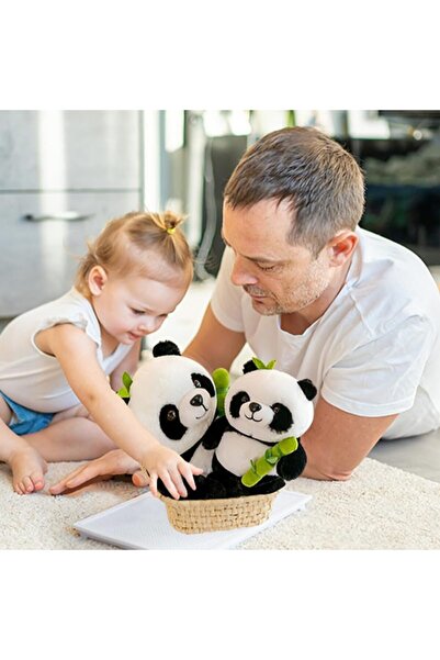 Arabest 11.8-Inch Panda Plush Pillow with Bamboo, Stuffed Animal Toy for Kids