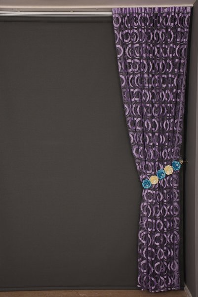AKÇA TEKSTİL Vakko Double Color Lila Rope Curtain Ready Made Buttons Sewn on Rope Curtain 300*240 cm