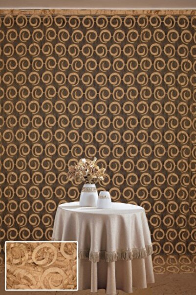 AKÇA TEKSTİL ستارة من الخيوط ذهبية اللون من ماركة VAKKO، ستارة جاهزة مخيطة با...