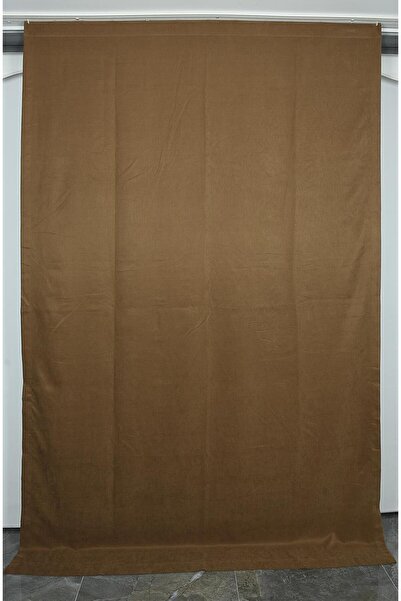 AKÇA TEKSTİL DOKUMA KAHVERENGİ RENK (EKSTRAFOR BÜZGÜLÜ) TEK KANAT FON PERDE 1...