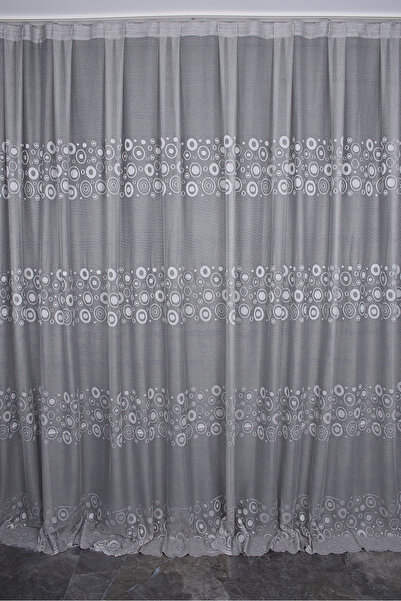 AKÇA TEKSTİL KDK 1560 ΣΧΕΔΙΟ ΓΚΡΙ ΧΡΩΜΑ ΜΟΝΟΦΛΑΓΚΙ Προετοιμασμένη κουρτίνα με...