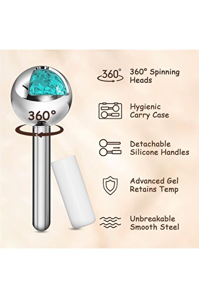 Arabest 2-Pack Steel Ice Globes with 360 Rotating Heads, Face Roller for Skin...
