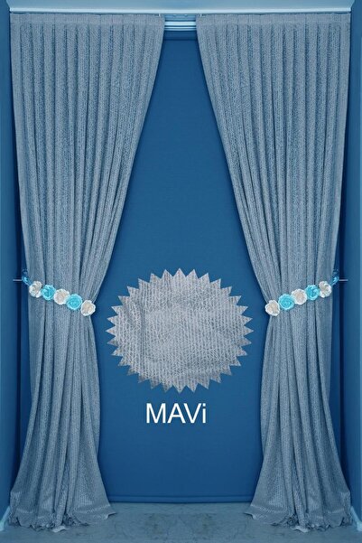 AKÇA TEKSTİL ΡΙΓΕΣ ΜΠΛΕ ΧΡΩΜΑΤΑ ΜΟΝΟΦΥΛΑΚΤΗ Έτοιμη πλισέ κουρτίνα φόντου 75*2...