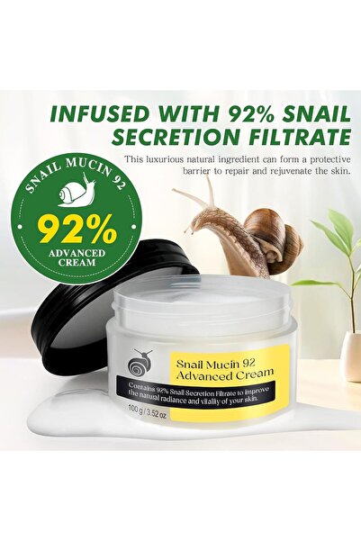 Arabest 92% Snail Mucin Repair Serum Cream, Anti-Aging Face Moisturizer 100g