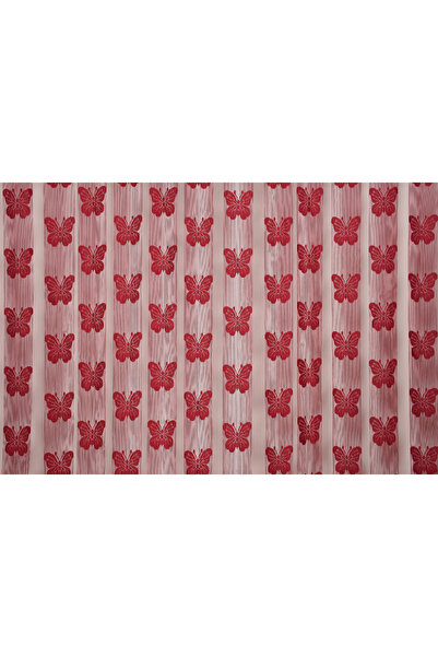 AKÇA TEKSTİL KELEBEK MODEL BORDO RENK İP PERDE HAZIR DÜĞMELERİ DİKİLMİŞ İP PE...